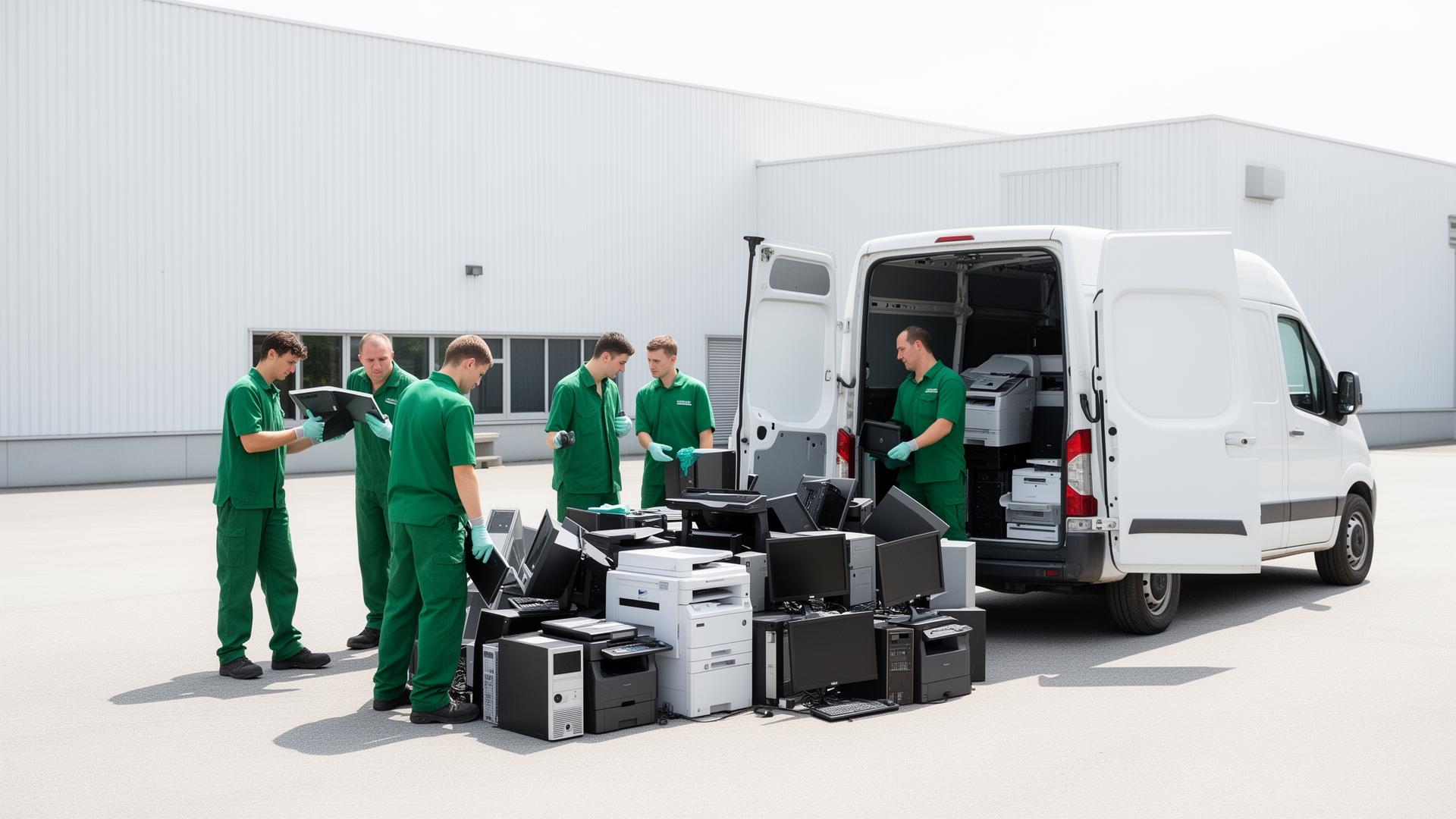 Equipe da Ecologitec realizando coleta gratuita de eletrônicos e equipamentos